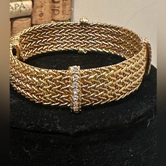 Woven Gold and Rhinestone bracelet NWOT - Picture 1 of 4